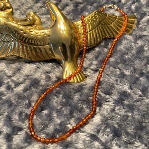 Genuine Ratnapura Hessonite Garnet rondelle bead necklace 925